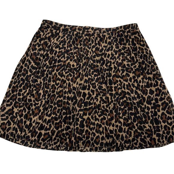 J.Crew Skirt Women 4 Brown Black Cheetah Animal Print Mini Pleated - Picture 2 of 10